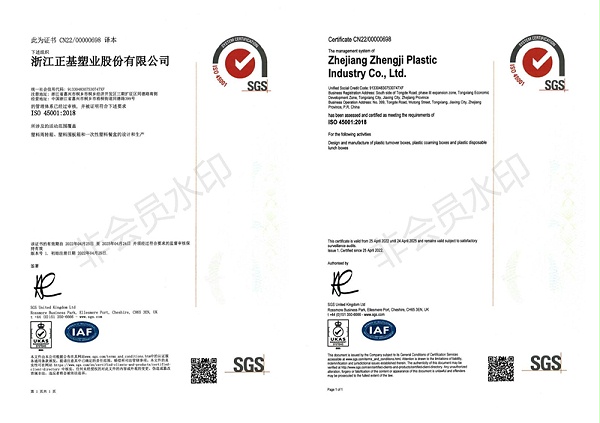 正基塑业ISO45001职业健康安全管理体系认证中英文HGH-c242318-Issue1_00_副本